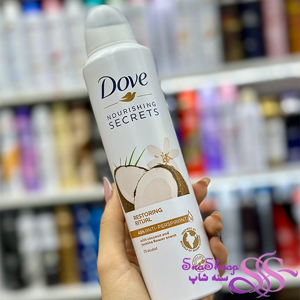 اسپری ضد تعریق زنانه داو با رایحه نارگیل و گل یاس 250ml
